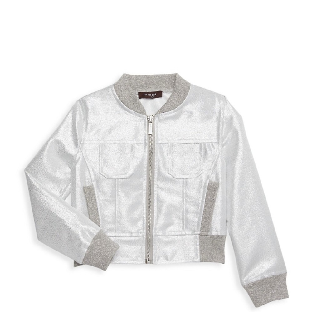 Imoga 12 year old Girl's Metallic Shimmer spring summer Bomber Jacket